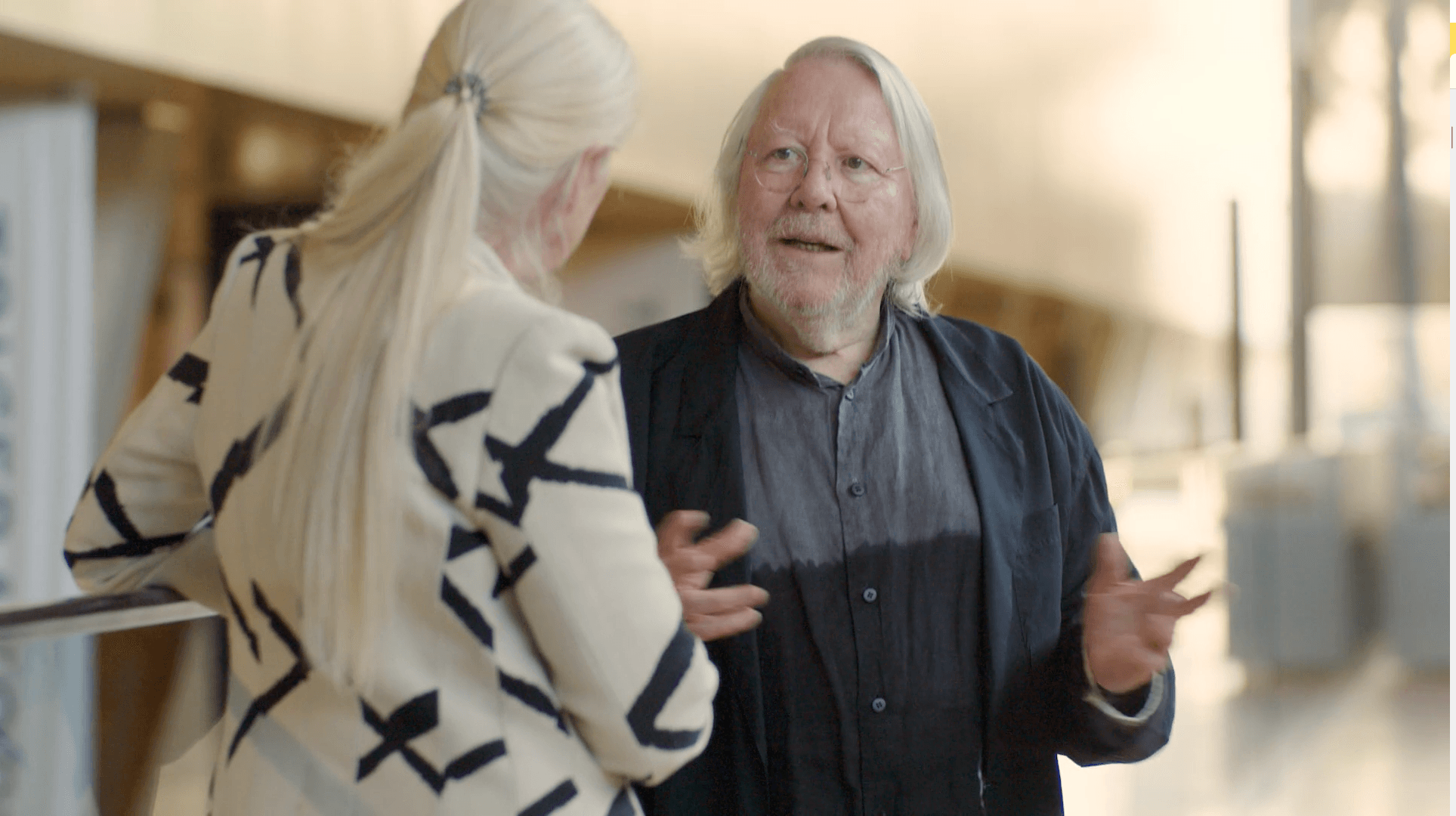 John Denton speaking with Jill Garner