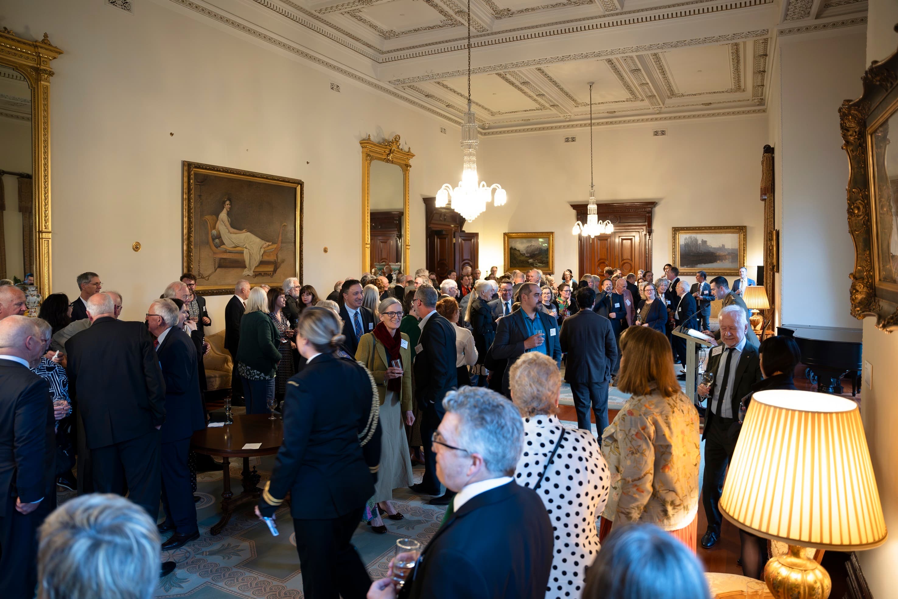 Guests talking at event