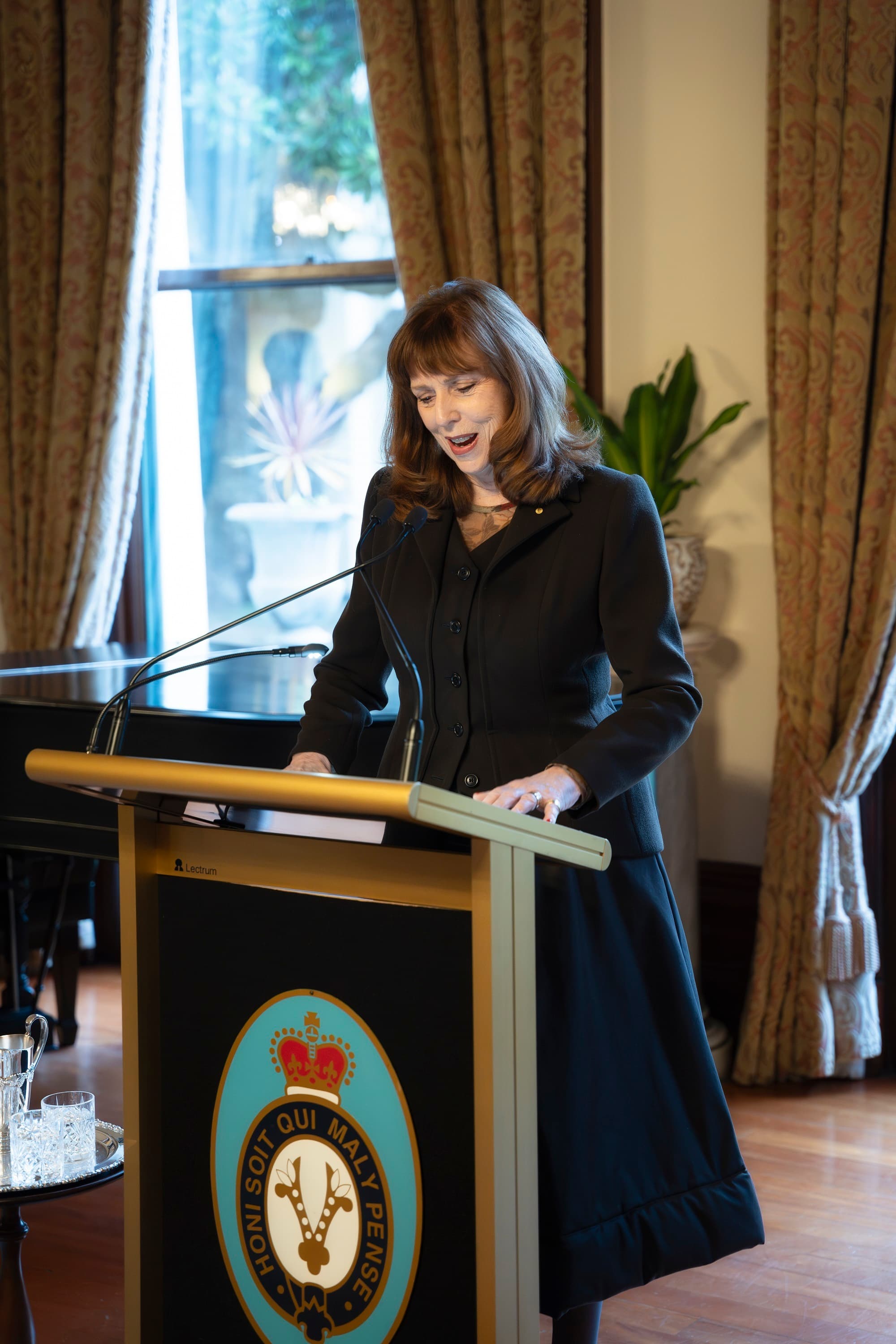 Her Excellency Professor the Honourable Margaret Gardner AC, Governor of Victoria giving opening speech at the podium